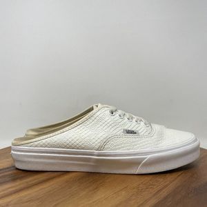 Vans Embossed Python Classic Slip-On Women’s Sz 8.5 Mule White Leather Clog Shoe